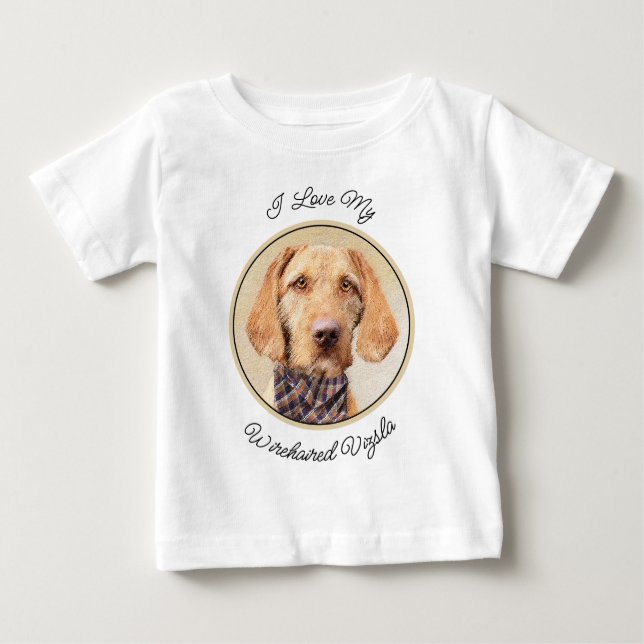 Camiseta De Bebé Pintura de Vizsla con cabello alambrado - Arte Per (Anverso)