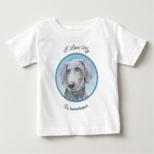 Camiseta De Bebé Pintura de Weimaraner - Arte de Perro Original.