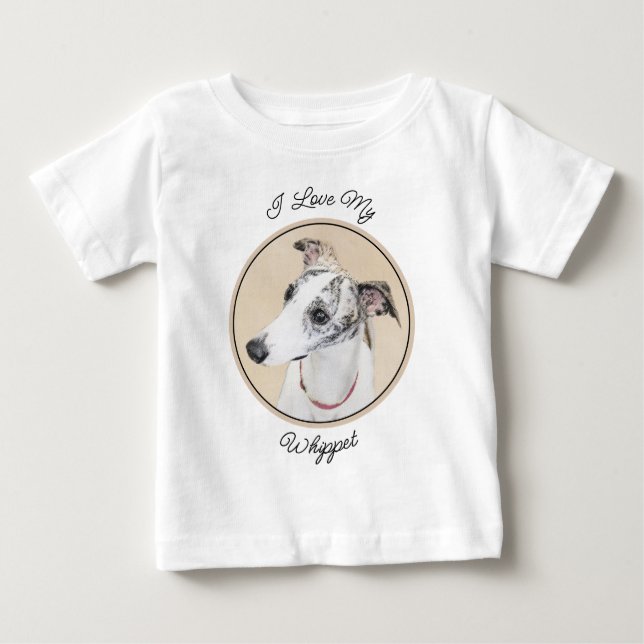 Camiseta De Bebé Pintura de Whippet - Arte Cute Original Perro (Anverso)