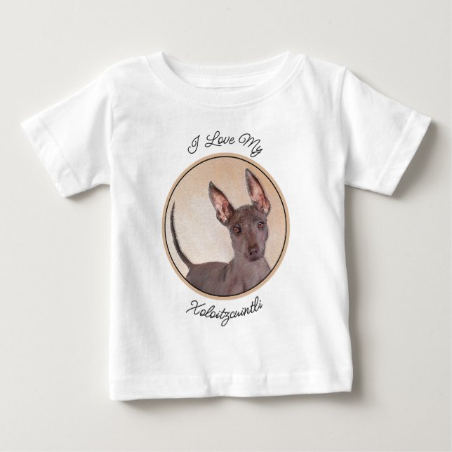 Camiseta De Bebé Pintura de Xoloitzcuintli - Arte de perro original (Anverso)