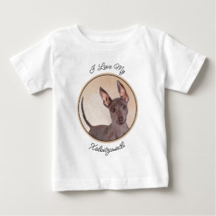 Camiseta De Bebé Pintura de Xoloitzcuintli - Arte Original de Perro
