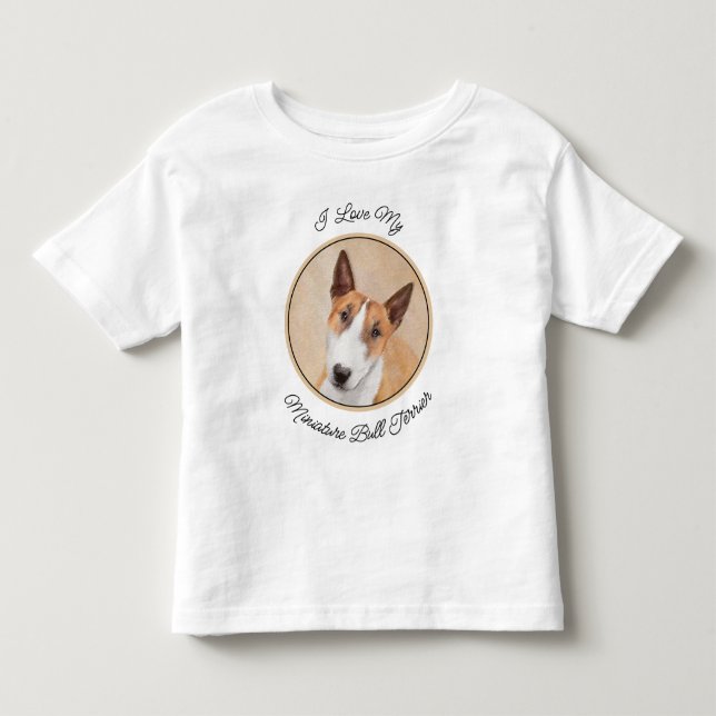 Camiseta De Bebé Pintura en miniatura de Bull Terrier - Arte origin (Anverso)