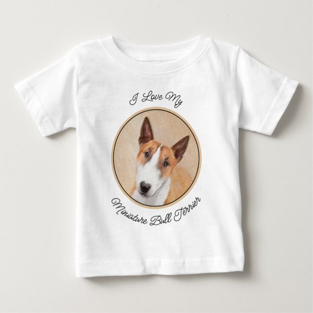 Camiseta De Bebé Pintura en miniatura de Bull Terrier - Arte origin (Anverso)