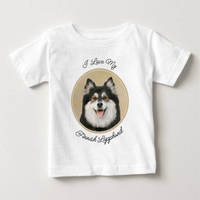 Camiseta De Bebé Pintura finlandesa de Lapphund - Arte de Perro ori (Anverso)