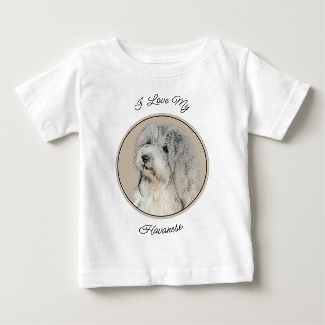 Camiseta De Bebé Pintura Havanesa (Dorada Sable) - Arte Perro Origi (Anverso)