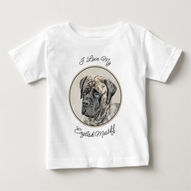 Camiseta De Bebé Pintura inglesa de castiff (Brindle) - Arte de per (Anverso)