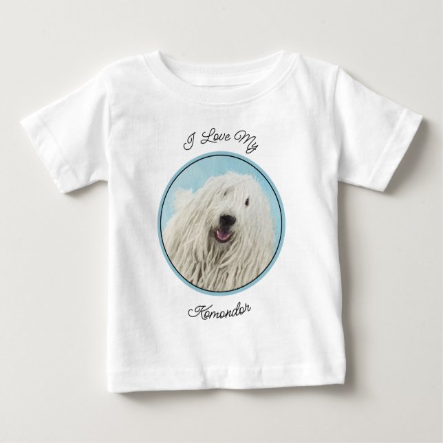 Camiseta De Bebé Pintura Komondor - Arte Perro Original Cuto (Anverso)