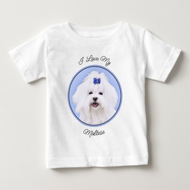 Camiseta De Bebé Pintura maltesa - Arte de perro original muy lindo (Anverso)