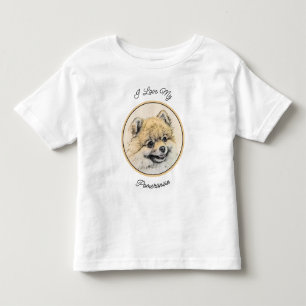 Camiseta De Bebé Pintura Pomerania (Naranja) - Arte Perro Original