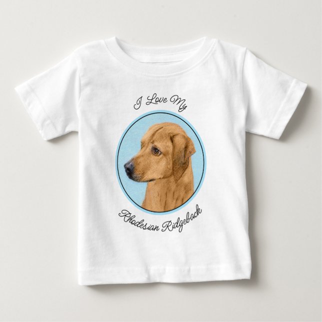 Camiseta De Bebé Pintura Ridgeback Rhodesiana - Arte Perro Original (Anverso)