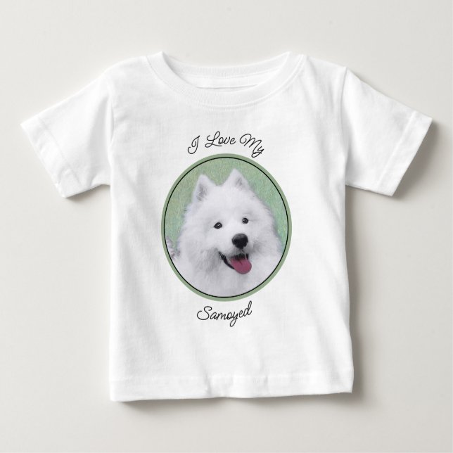 Camiseta De Bebé Pintura Samoyed - Arte Perro Original Cuto (Anverso)