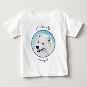 Camiseta De Bebé Pintura Samoyed - Arte Perro Original Cuto