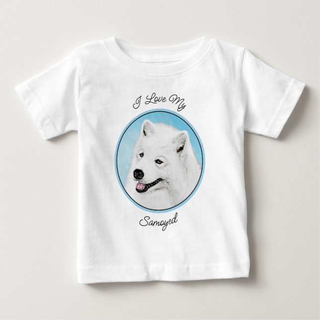 Camiseta De Bebé Pintura Samoyed - Arte Perro Original Cuto (Anverso)