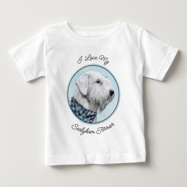 Camiseta De Bebé Pintura Sealyham Terrier - Arte Perro Original. (Anverso)
