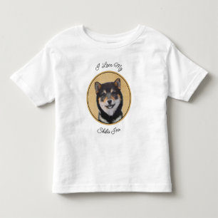 Camiseta De Bebé Pintura Shiba Inu (Negro y Tan) - Arte de perro