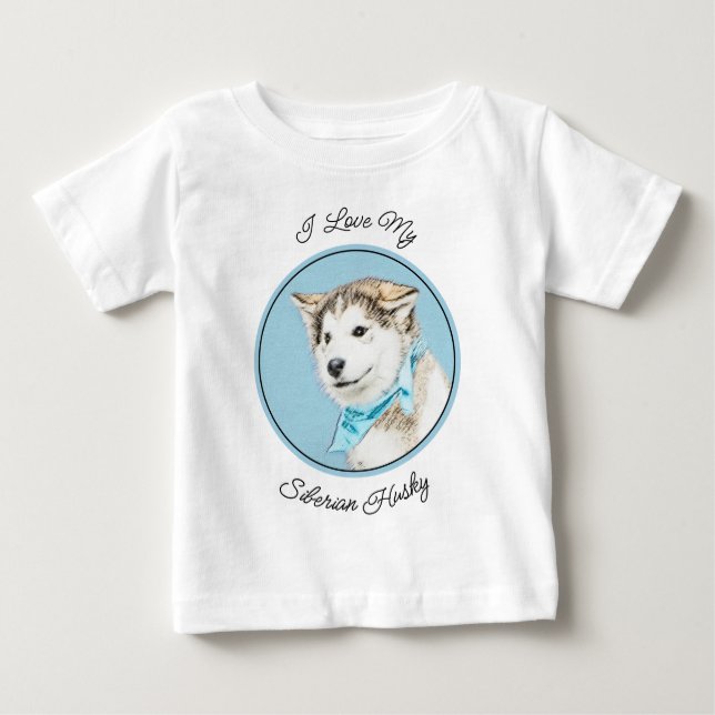 Camiseta De Bebé Pintura siberiana Husky de pipa - Arte original de (Anverso)