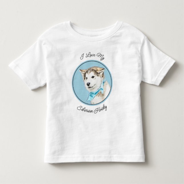 Camiseta De Bebé Pintura siberiana Husky de pipa - Arte original de (Anverso)