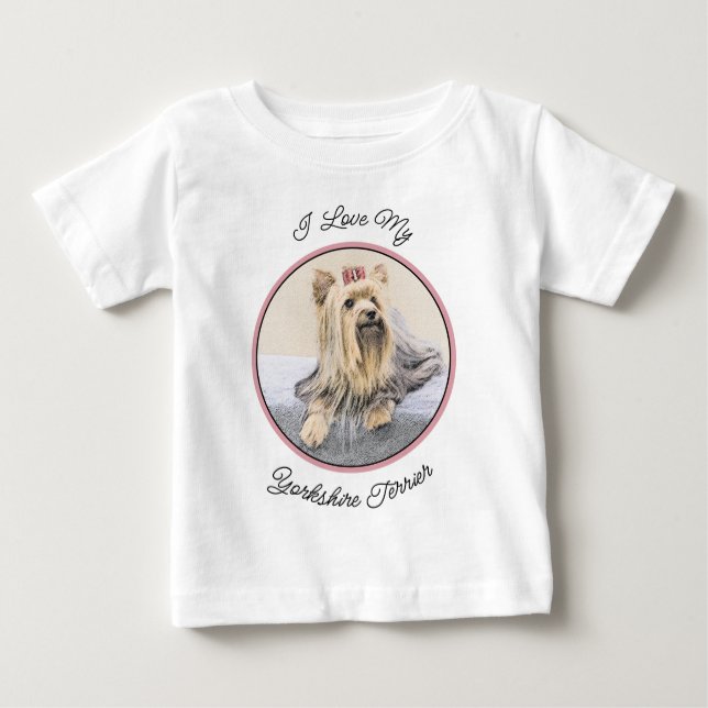 Camiseta De Bebé Pintura Terrier de Yorkshire - Arte Perro Original (Anverso)