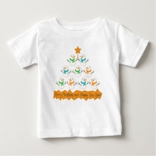 Camiseta De Bebé Pirámide de árboles de Navidad hecha de muñecos de