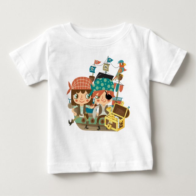 Camiseta De Bebé Piratas con tesoro (Anverso)