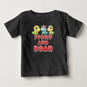 Camiseta De Bebé Pisa y Ruge, Dinosaurios Divertidos para Niños