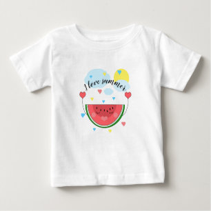 Camiseta De Bebé Pista de sandía, texto "Amo el verano"