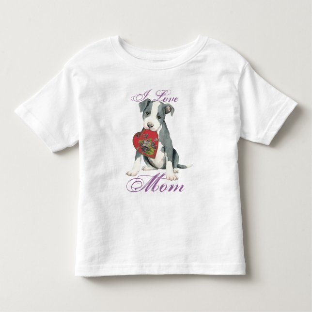 Camiseta De Bebé Pit Bull Heart Mom (Anverso)