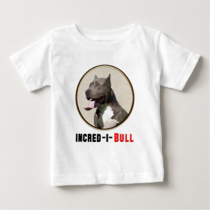 Camiseta De Bebé Pitbull gris y blanco Incred-yo-Bull