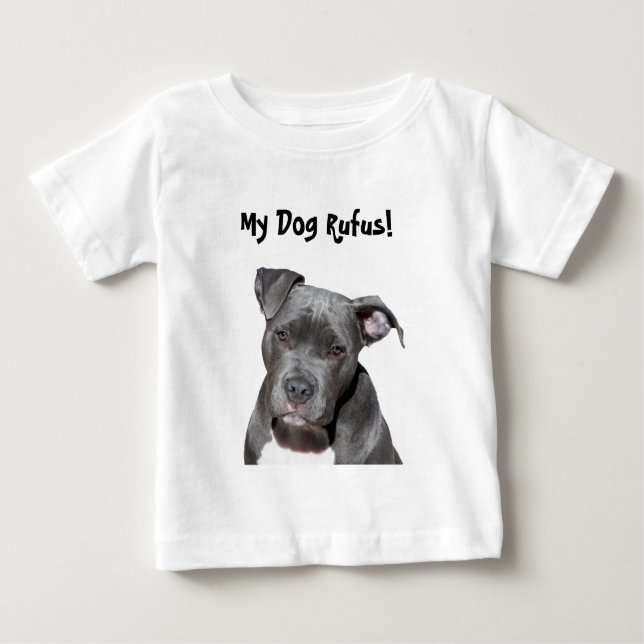 Camiseta De Bebé Pitbull negro Editable (Anverso)