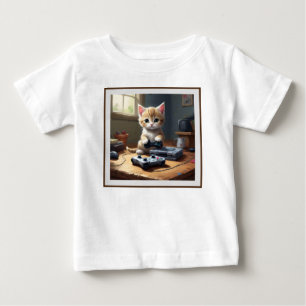 Camiseta De Bebé "Pixel Paws: The Gamer Kitten in Action"