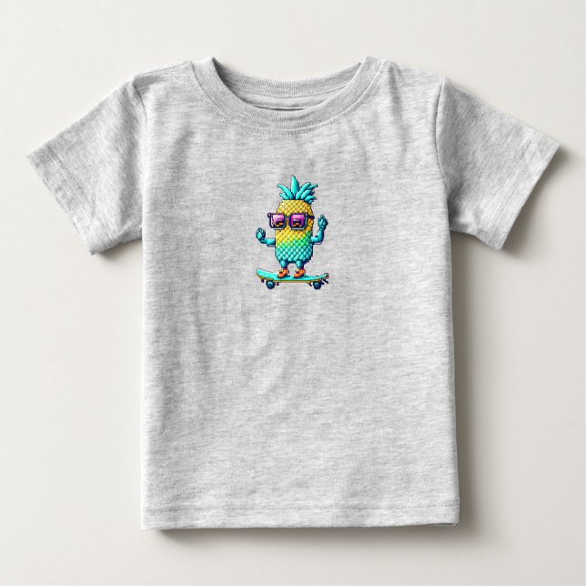 Camiseta De Bebé Pixel pineapple (Anverso)