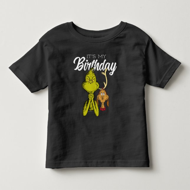 Camiseta De Bebé Pizarra del Grinch Es mi cumpleaños (Anverso)