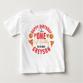 Camiseta De Bebé Pizza de bebé de rebanada moderna 1º cumpleaños