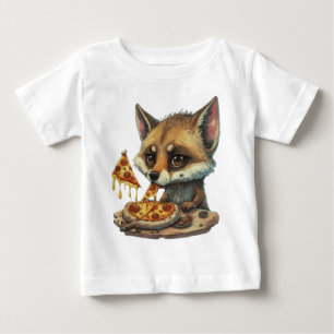 Camiseta De Bebé pizza de coyote suave comiendo