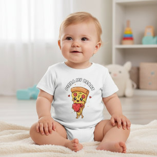 Camiseta De Bebé Pizza Mi Corazón Bebé y Niño Comida Divertida