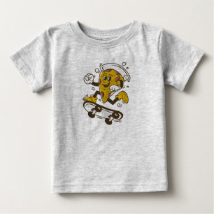 Camiseta De Bebé Pizza Skateboard   Carácter de pizza Personalizado