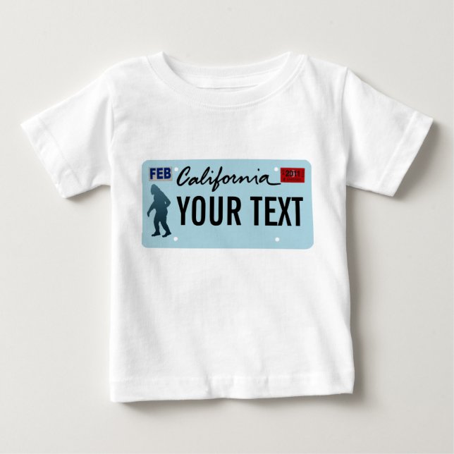 Camiseta De Bebé Placa de licencia Sasquatch de California (Anverso)