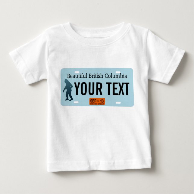 Camiseta De Bebé Placa de licencia Sasquatch de Columbia Británica (Anverso)