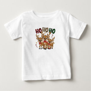Camiseta De Bebé Plaid & Leopard Ho Ho Ho Reno Kids Navidad