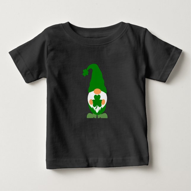Camiseta De Bebé Plaid Shamrock Gnome - St. Patrick's Day Baby (Anverso)