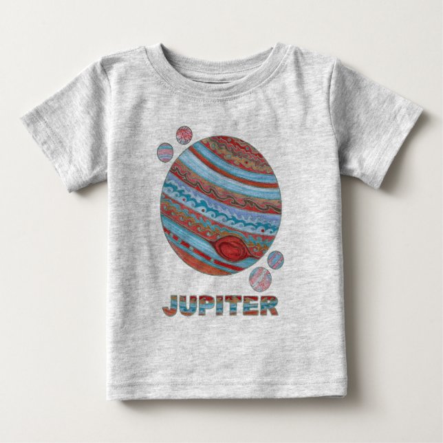 Camiseta De Bebé Planet Júpiter Y Moon Space Geek Fashion (Anverso)