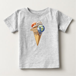 Camiseta De Bebé Planeta Cono De Helado Divertida Comida