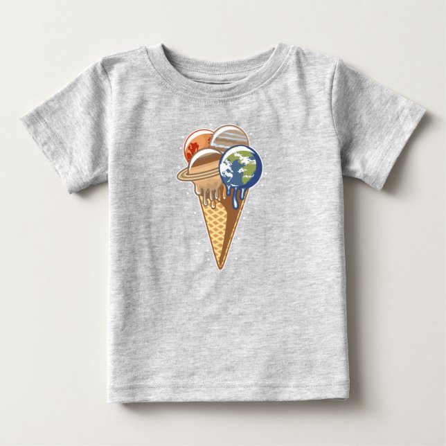 Camiseta De Bebé Planeta Cono De Helado Divertida Comida (Anverso)