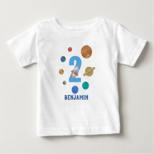Camiseta De Bebé Planeta de sistema solar de segundo cumpleaños 