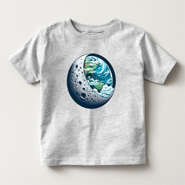 Camiseta De Bebé Planeta Tierra y su luna: Unisex de maravilla cele (Anverso)