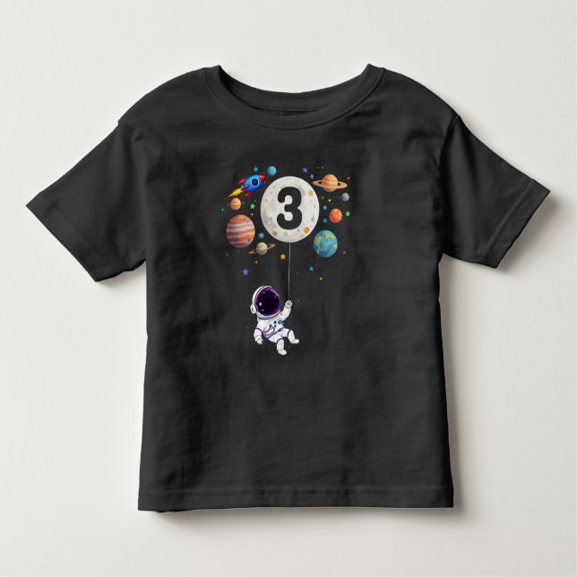 Camiseta De Bebé Planetas de cumpleaños de 3 años astronauta tercer (Anverso)