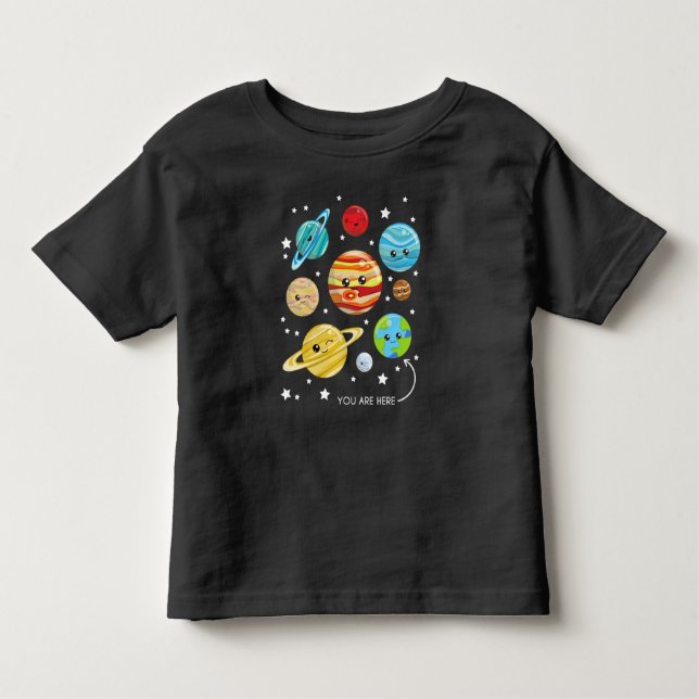 Camiseta De Bebé Planetas, planetas Kawaii, espacio, cosmos, estrel (Anverso)