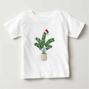 Camiseta De Bebé Planta ZZ Alta Gorro de Santa Luces de Navidad Pla