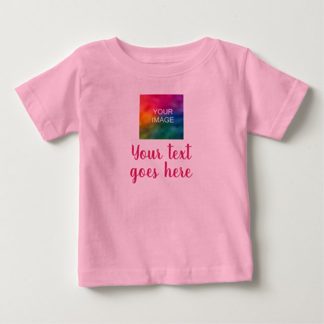 Camiseta De Bebé Plantilla de moda rosada de texto de personalizado (Anverso)