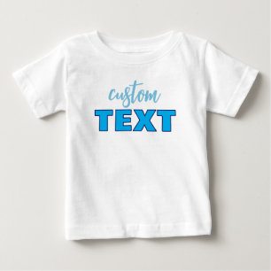 Camiseta De Bebé Plantilla personalizada blanca y azul para niños y